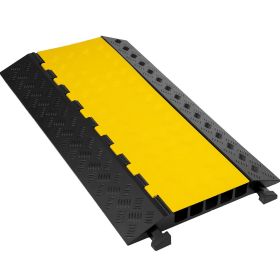 VEVOR 5 Channel Cable Protectors Extreme Rubber Cable Ramps Heavy Duty Protective Cable Wire Cord Ramp Driveway Rubber Traffic Speed Bumps Cable Prote