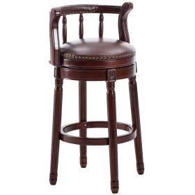 Cow top Leather Wooden Bar Stools, Seat Height 29.5'' Swivel Bar Height Chair with Backs for Home Kitchen Counter, Morden Chair Dining Room, Restauran