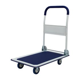 330 lbs. Capacity Platform Truck Hand Flatbed Cart Dolly Folding Moving Push Heavy Duty Rolling Cart in Blue