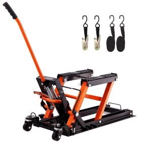 VEVOR Steel Hydraulic Motorcycle Jack Stand, 1500 LBS ATV Scissor Lift Jack, 4.7"-15" Scissor Lift Jack Stand with 4 Wheels, Hydraulic Foot-Operated H