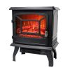 ZOKOP 17inch 1400w Freestanding Fireplace Fake Wood, Single Color, Heating Wire, A Rocker Flame Switch Button, a Rocker Heating Switch Button, a Tempe