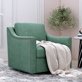 360 Degree Swivel Armchair Cotton linen skin-friendly fabric Ergonomic design Brass nail decorative armchair Living room chairs Bedroom chairs Living