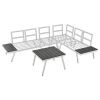 Industrial 5-Piece Aluminum Outdoor Patio Furniture Set, Modern Garden Sectional Sofa Set with End Tables, Coffee Table and Furniture Clips for Backya