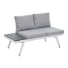 Industrial 5-Piece Aluminum Outdoor Patio Furniture Set, Modern Garden Sectional Sofa Set with End Tables, Coffee Table and Furniture Clips for Backya