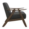 Modern Home Furniture Dark Gray Fabric Upholstered 1pc Accent Chair Cushion Back and Seat Walnut Finish Solid Rubber Wood Furniture