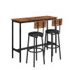 Bar Table Set with 2 Bar stools PU Soft seat with backrest