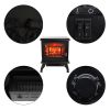 ZOKOP 17inch 1400w Freestanding Fireplace Fake Wood, Single Color, Heating Wire, A Rocker Flame Switch Button, a Rocker Heating Switch Button, a Tempe