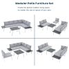 Industrial 5-Piece Aluminum Outdoor Patio Furniture Set, Modern Garden Sectional Sofa Set with End Tables, Coffee Table and Furniture Clips for Backya