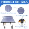 6ft Mid-Size Table Tennis Table Foldable & Portable Ping Pong Table Set for Indoor & Outdoor Games with Net, 2 Table Tennis Paddles and 3 Balls