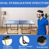 6ft Mid-Size Table Tennis Table Foldable & Portable Ping Pong Table Set for Indoor & Outdoor Games with Net, 2 Table Tennis Paddles and 3 Balls