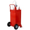 30 Gallon Gas Caddy With Wheels, Fuel Transfer Tank Gasoline Diesel Can Reversible Rotary Hand Siphon Pump, Fuel Storage Tank For Automobiles ATV Car