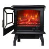 ZOKOP 17inch 1400w Freestanding Fireplace Fake Wood, Single Color, Heating Wire, A Rocker Flame Switch Button, a Rocker Heating Switch Button, a Tempe