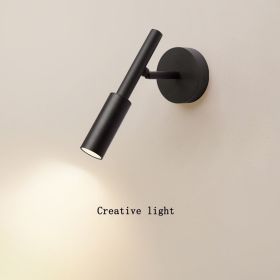 Bedroom Wall Light Bulb Living Room Study Reading Lamp (Option: Warm Light-Black)