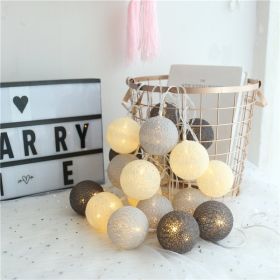 Cotton Thread Ball LED Lantern String Starry Lamp Battery Decoration Lamp (Color: Grey)