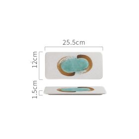 New Rectangular Ceramic Japanese Sushi Platter (Option: small-Green ink)