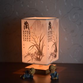 New Chinese Retro Style Bedside Night Light Warm (Option: Orchid-Power switch button-220V US)