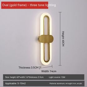 Oval LED Acrylic Bedroom Bedside Wall Lamp (Option: Golden Three Colors)