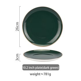 Nordic Dark Green Steak Plate Disc Tableware (Option: Dark green-10.2inch)