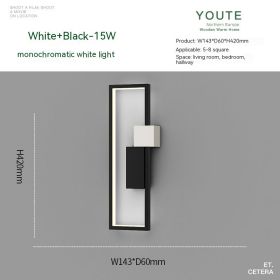 Bedroom Bedside Nordic Minimalism Wall Lamp Modern Minimalist (Option: Black 42cm White Light)