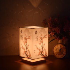 New Chinese Retro Style Bedside Night Light Warm (Option: Plum-Remote control-220V US)