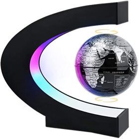 Magnetic Levitating Globe with LED Light; Cool Tech Gift for Men Father Boys; Birthday Gifts for Kids; Floating Globes World Desk Gadget Decor in Offi (Color: Black)