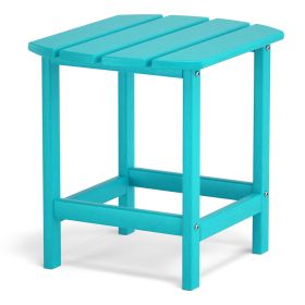 Adirondack Outdoor Side Table;  HDPE Plastic End Tables for Patio;  Backyard;  Pool;  Indoor Outdoor Companion;  Easy Maintenance Weather Resistant La (Color: Lake blue)