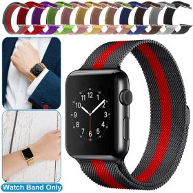 Magnetic Watch Band Replacement Milanese Bands Compatible For Apple Watch Bands 42mm Series 1 2 3 (Color: Black Red)