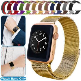 Magnetic Watch Band Replacement Milanese Bands Compatible For Apple Watch Bands 42mm Series 1 2 3 (Color: Gold)