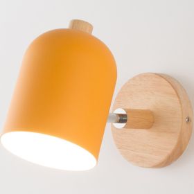 Wood Art Bedside Wall Lamp Modern Simple Living Room Bedroom Study (Option: Yellow-White light)