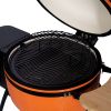 24 "Ceramic Pellet Grill with 19.6" diameter Gridiron Double Ceramic Liner 4-in-1 Smoked Roasted BBQ Pan-roasted for Outdoors Patio